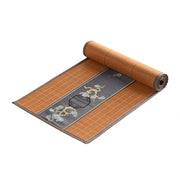 Chemin de table en bambou terracotta, bandeau gris