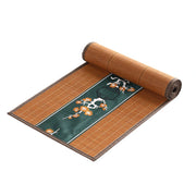 Chemin de table en bambou terracotta, bandeau vert sapin