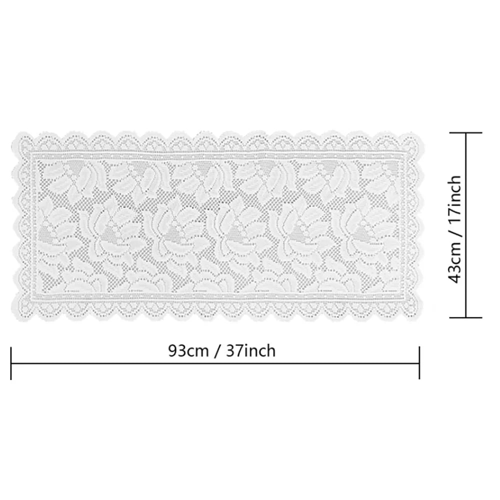 Guide des dimensions du petit chemin de table en dentelle blanche