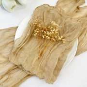 Chemin de table en gaze de coton champagne, voile mariage