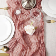 Chemin de table en gaze de coton corail, voile mariage