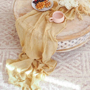 Chemin de table en gaze de coton jaune, voile mariage