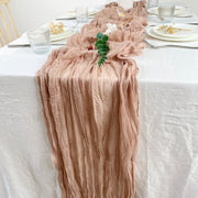 Chemin de table en gaze de coton noisette, voile mariage