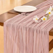 Chemin de table en gaze de coton rose poudré, voile mariage