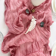 Chemin de table en gaze de coton rouge, voile mariage