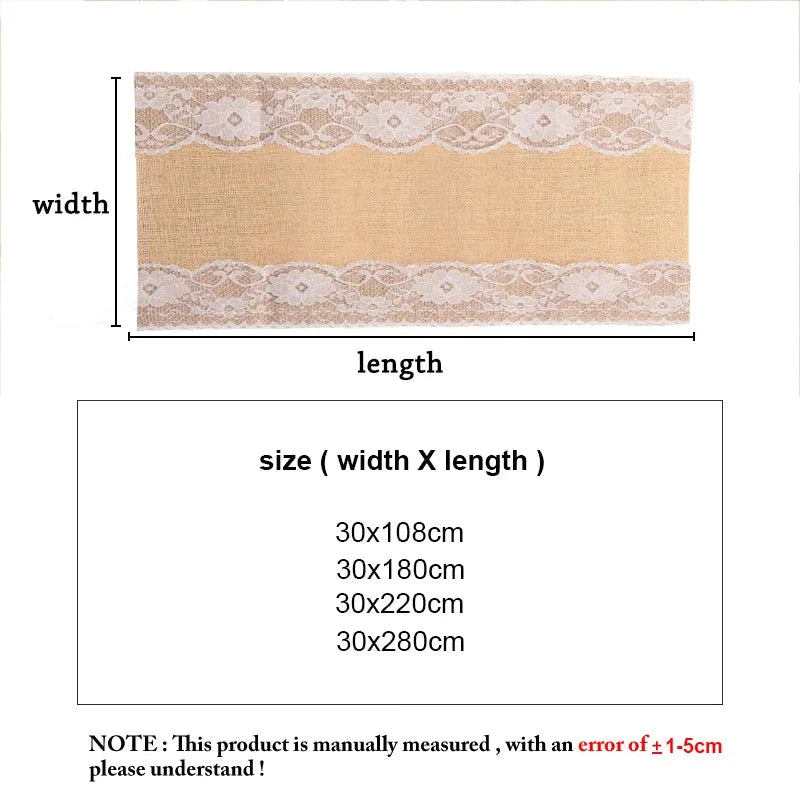 Chemin de table en jute et dentelle vintage — coin du tissu