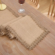 Chemin de table en jute naturel à franges, rustique & champêtre