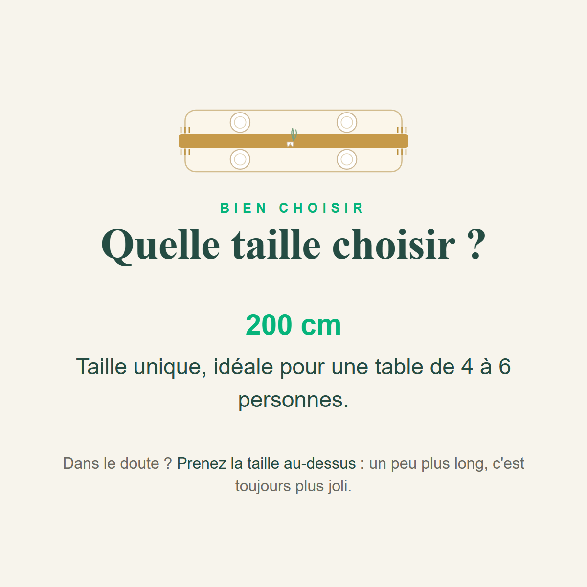 Guide des tailles - quelle taille de chemin de table choisir